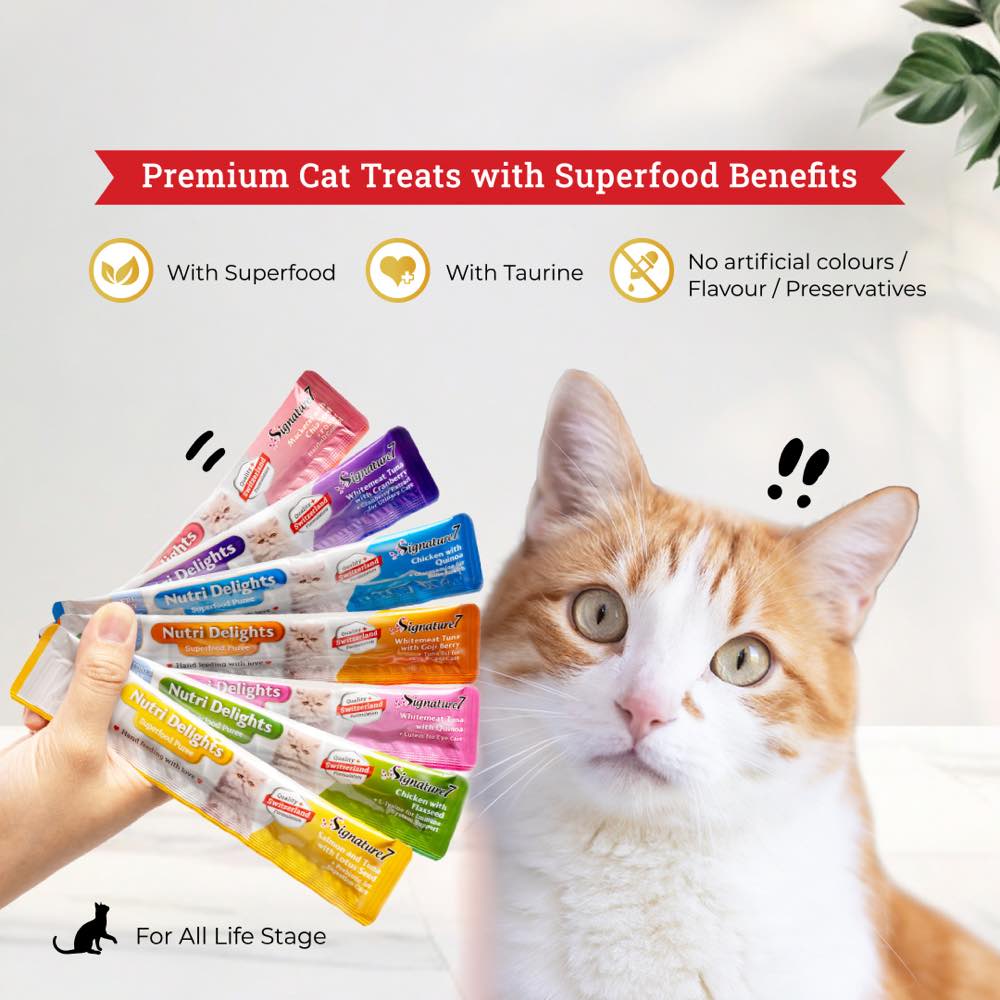 $1 OFF (Exp 17May26): Signature7 Nutri Delights Superfood Mackerel With Chia Seed & FOS (Sun) Puree Cat Treats 60g - Kohepets
