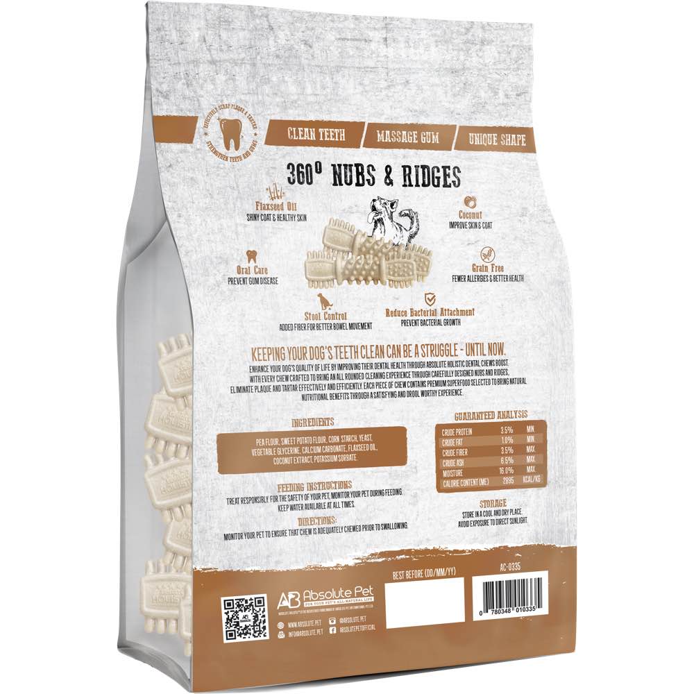 34% OFF: Absolute Holistic Boost Coconut Medium Grain-Free Dental Dog Chews 20pc - Kohepets