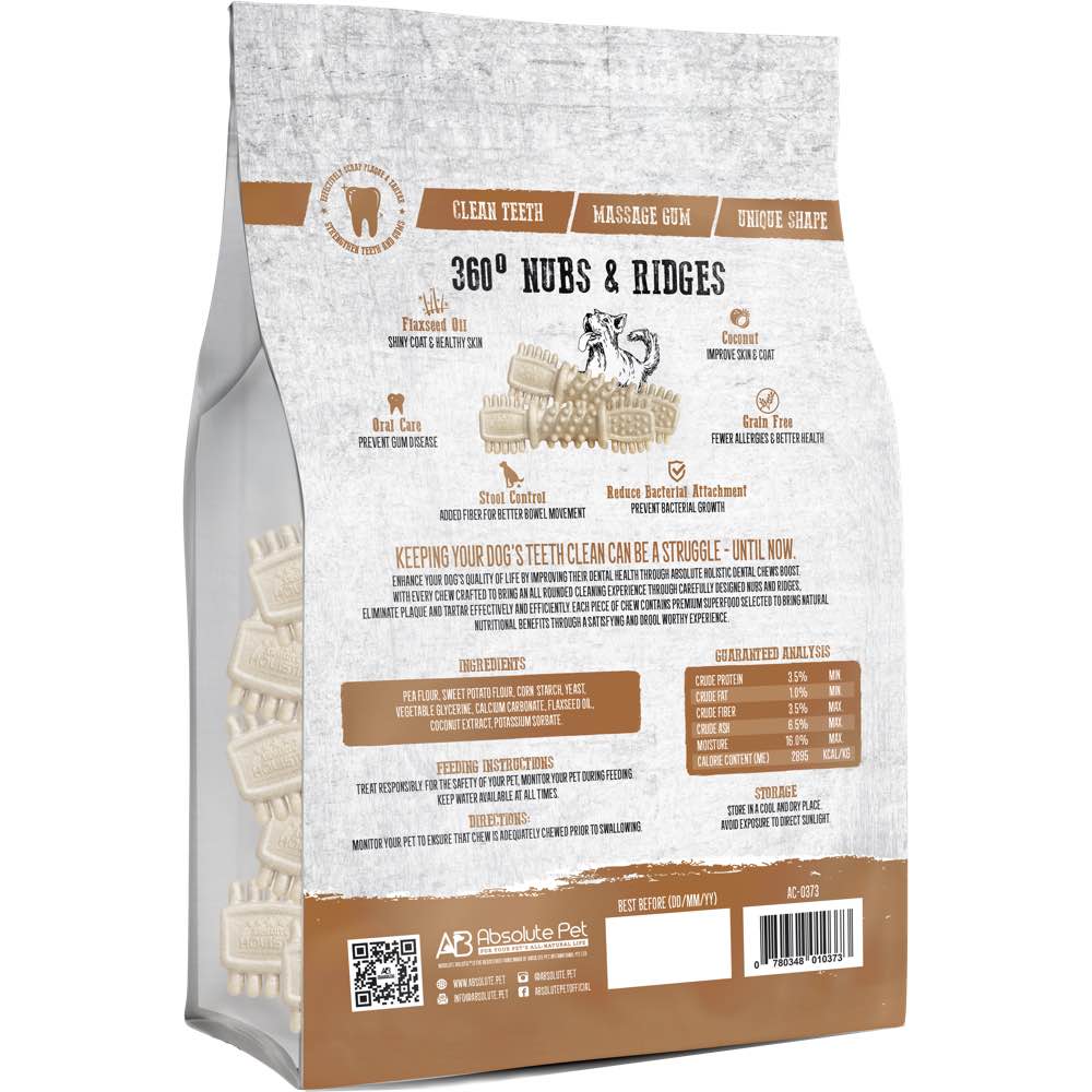 34% OFF: Absolute Holistic Boost Coconut Petite Grain-Free Dental Dog Chews 50pc - Kohepets