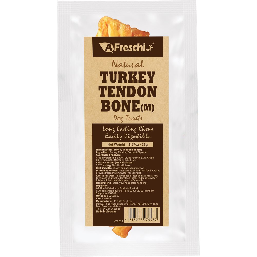 AFreschi Natural Turkey Tendon Bone Grain-Free Dog Chew (Medium) 36g - Kohepets