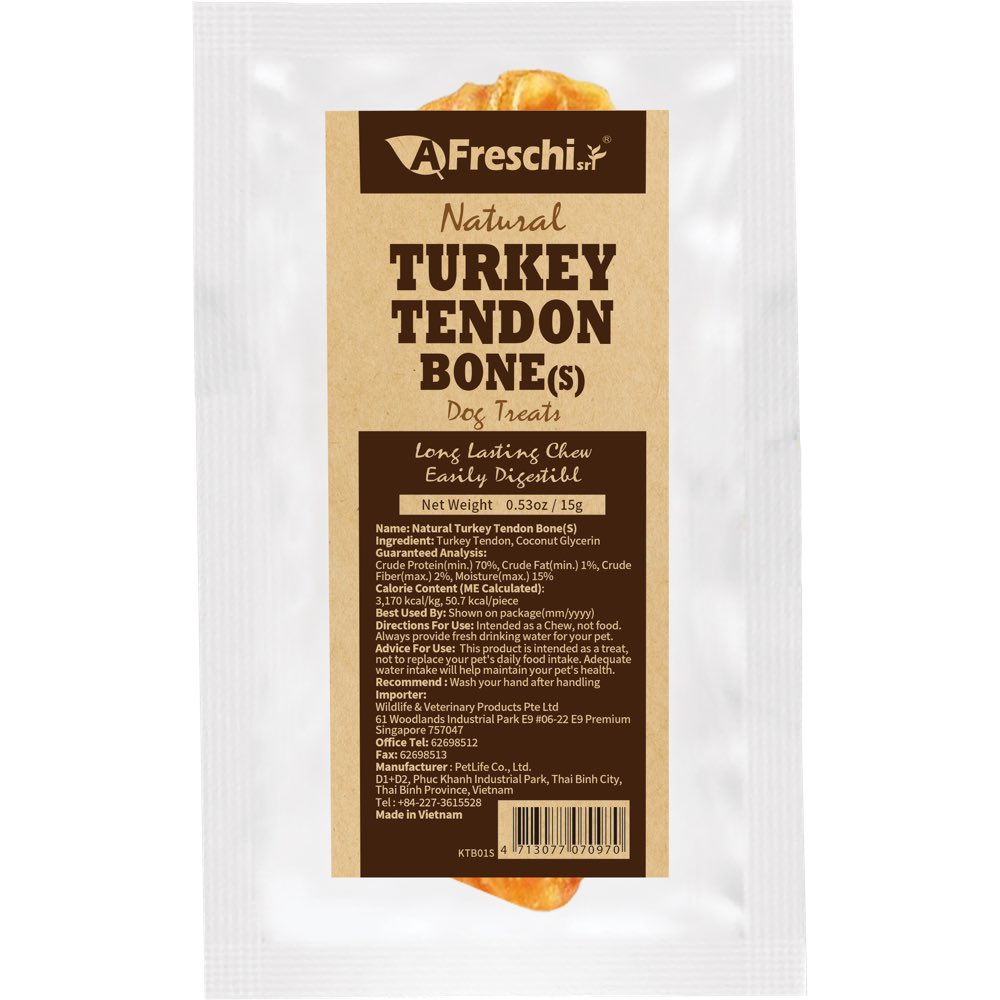20% OFF: AFreschi Natural Turkey Tendon Bone Grain-Free Dog Chew (Small) 15g - Kohepets