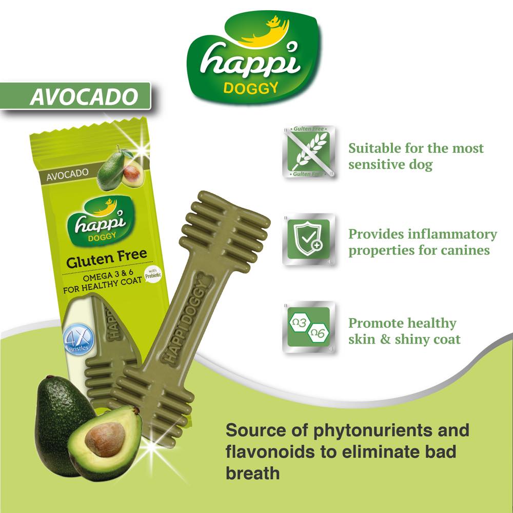 10 FOR $10: Happi Doggy Zest Avocado 4 Inch Dental Dog Chew 25g - Kohepets