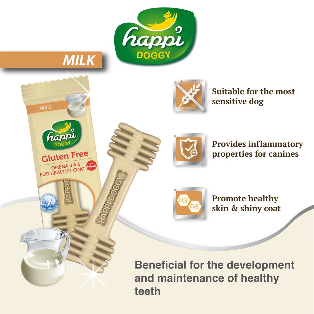 10 FOR $10: Happi Doggy Zest Milk 4 Inch Dental Dog Chew 25g - Kohepets