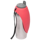 Messy Mutts Stainless Steel Travel Dog Water Bottle With Silicone Flip Up Bowl (Watermelon)