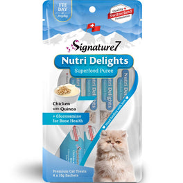 $1 OFF (Exp 17May26): Signature7 Nutri Delights Superfood Chicken With Quinoa & Glucosamine (Fri) Puree Cat Treats 60g - Kohepets
