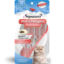 $1 OFF (Exp 17May26): Signature7 Nutri Delights Superfood Mackerel With Chia Seed & FOS (Sun) Puree Cat Treats 60g - Kohepets