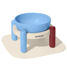 VETRESKA Mist And Merlot Ceramic Elevated Bowl & Mat Set For Cats & Dogs