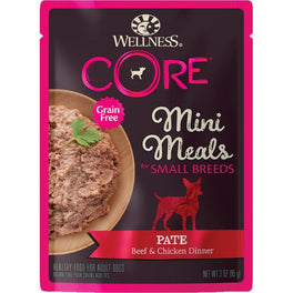 10% OFF: Wellness CORE Mini Meals Pâté Beef & Chicken Dinner Pouch Dog Food 3oz - Kohepets