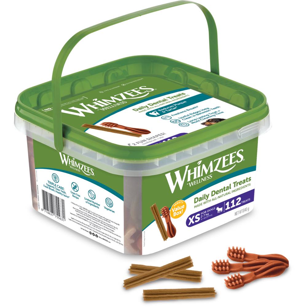 $12 OFF: Whimzees Variety Value Box Extra Small Grain-Free Dental Dog Treats 112pc - Kohepets