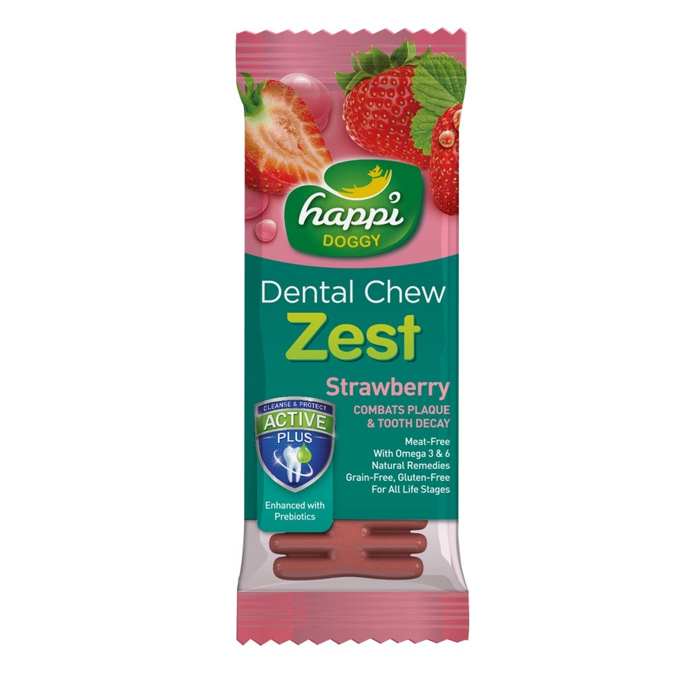 10 FOR $10: Happi Doggy Zest Strawberry 4 Inch Dental Dog Chew 25g - Kohepets